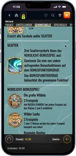 Schauen Sie sich die Auszahlungstabelle an.